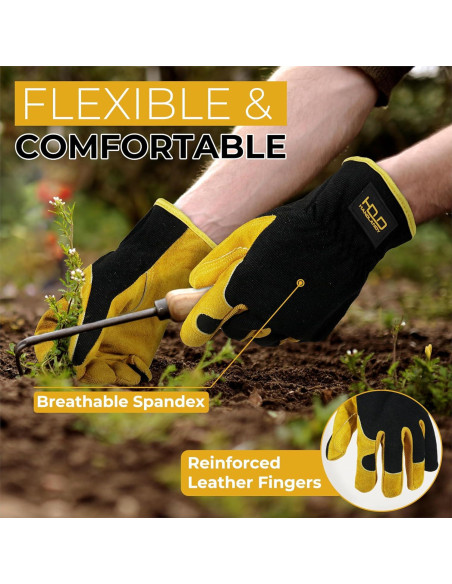 Guantes de Jardinería Handlandy de Cuero para Hombre - Grande