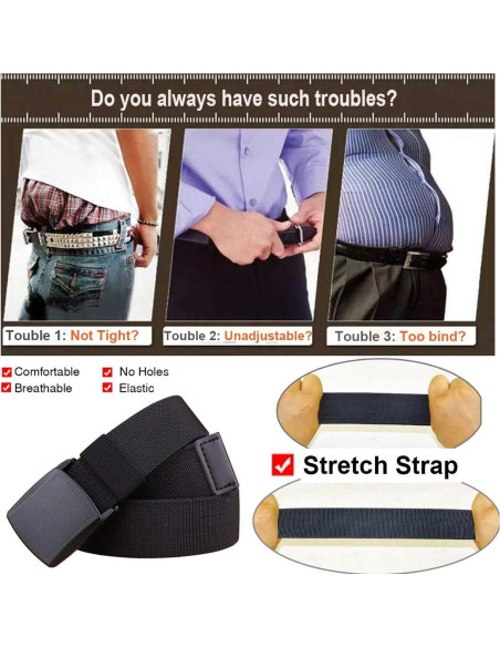 Cinturón Elástico Nylon Táctico Ajustable para Hombres
