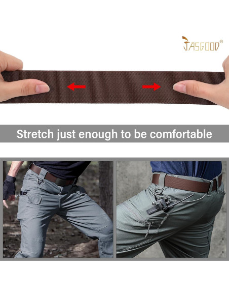 Cinturón Táctico Militar JASGOOD Nylon Elástico Negro 127 cm