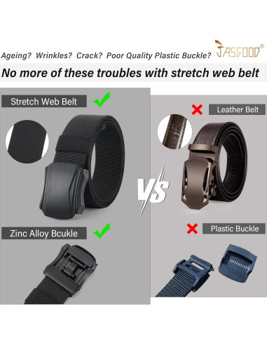 Cinturón Táctico Militar JASGOOD Nylon Elástico Negro 127 cm