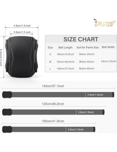 Cinturón Táctico Militar JASGOOD Nylon Elástico Negro 127 cm