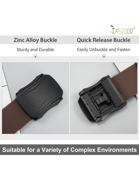 Cinturón Táctico Militar JASGOOD Nylon Elástico Negro 127 cm
