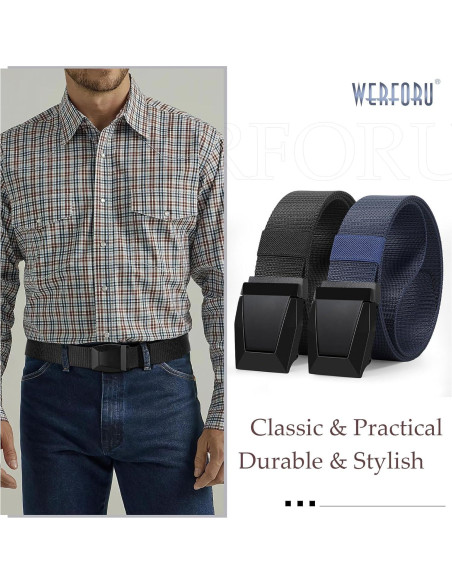Cinturón Táctico Nylon WERFORU 2 Pack Ajustable 50 cm