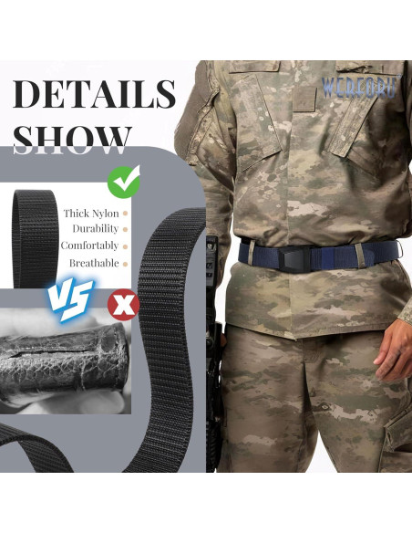 Cinturón Táctico Nylon WERFORU 2 Pack Ajustable 50 cm