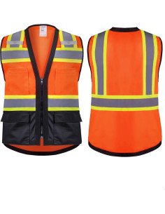 Chaleco de Seguridad ProtectX Clase 2 Naranja Neón 6 Bolsillos 2