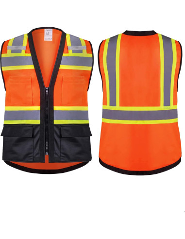 Chaleco de Seguridad ProtectX Clase 2 Naranja Neón 6 Bolsillos