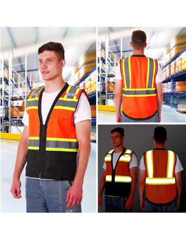 Chaleco de Seguridad ProtectX Clase 2 Naranja Neón 6 Bolsillos