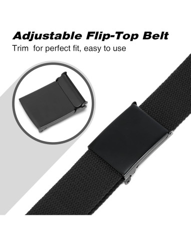 Cinturón de Lona WHIPPY Ajustable Negro para Hombre