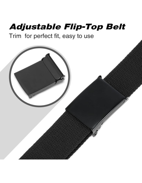 Cinturón de Lona WHIPPY Ajustable Negro para Hombre