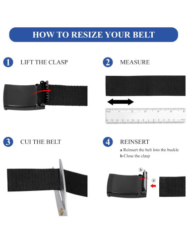 Cinturón de Lona WHIPPY Ajustable Negro para Hombre