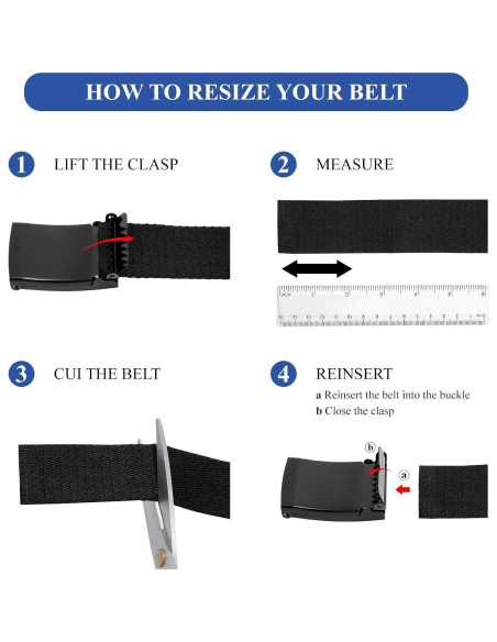 Cinturón de Lona WHIPPY Ajustable Negro para Hombre