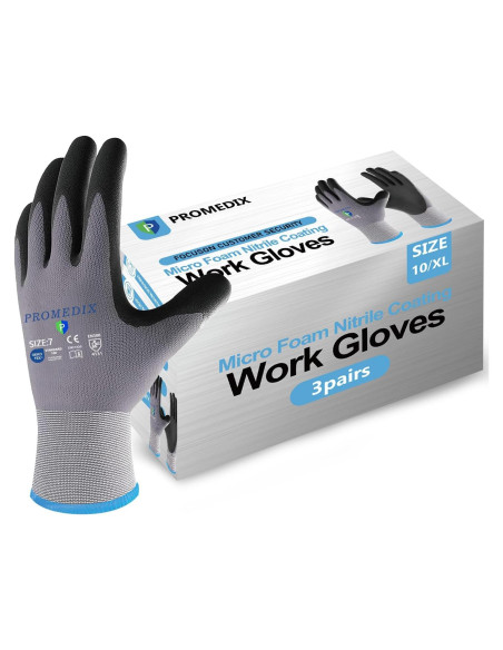 Guantes de Trabajo Promedix P Nitrilo Medianos 3 Pares
