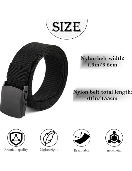 Cinturón Táctico Militar Coobbar Ajustable Nylon 3 Paquetes