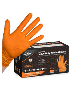 Guantes de Nitrilo TitanFlex Thor Grip Naranja 8-mil 100 Pzas