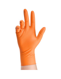 Guantes de Nitrilo TitanFlex Thor Grip Naranja 8-mil 100 Pzas 2