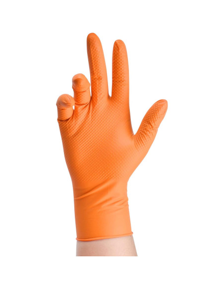 Guantes de Nitrilo TitanFlex Thor Grip Naranja 8-mil 100 Pzas