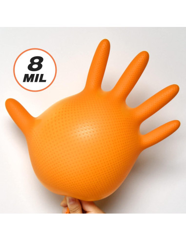 Guantes de Nitrilo TitanFlex Thor Grip Naranja 8-mil 100 Pzas