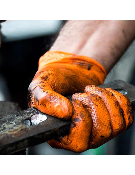Guantes de Nitrilo TitanFlex Thor Grip Naranja 8-mil 100 Pzas