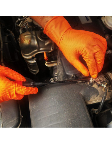 Guantes de Nitrilo TitanFlex Thor Grip Naranja 8-mil 100 Pzas