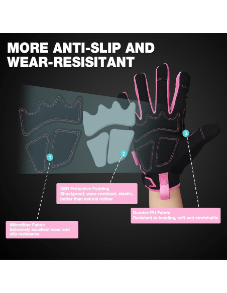 Guantes de Trabajo WORKPRO Táctiles Antideslizantes Rosa