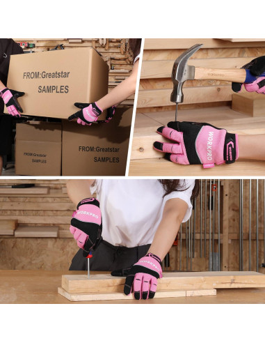 Guantes de Trabajo WORKPRO Táctiles Antideslizantes Rosa