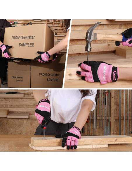 Guantes de Trabajo WORKPRO Táctiles Antideslizantes Rosa