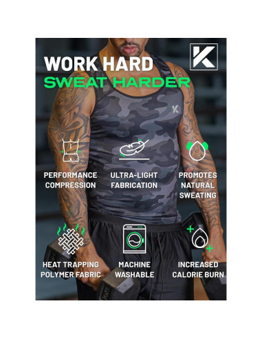 Chaleco de Compresión Kewlioo para Hombre - Sauna Gris Camo