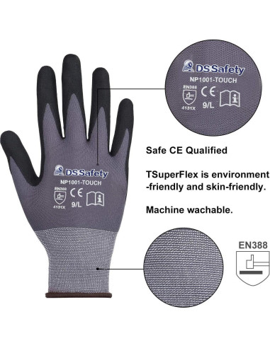 Guantes de Trabajo NP1001 Dalian Ajuste Cómodo Grip 3 Pares
