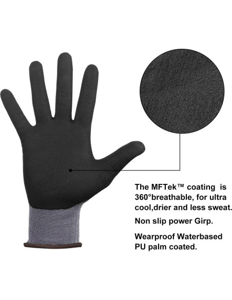 Guantes de Trabajo NP1001 Dalian Ajuste Cómodo Grip 3 Pares