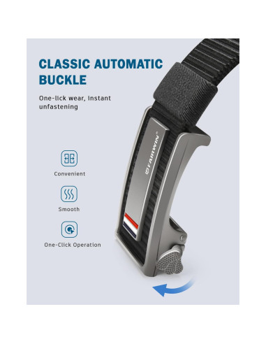 Cinturón de Golf FAIRWIN de Nylon Ajustable para Jeans Negro