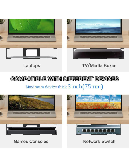 Soporte Bajo Escritorio para Laptop Teridokor Negro 7.5 cm