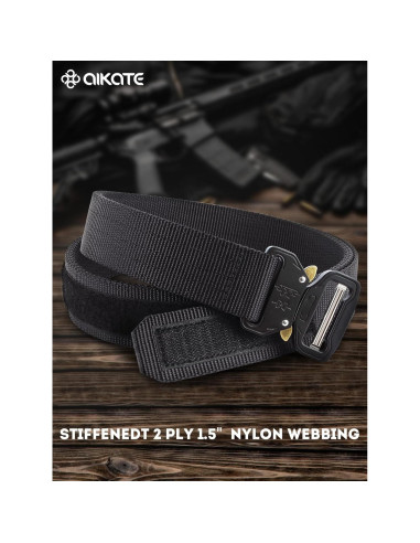 Cinturón Táctico AIKATE Nylon Resistente Negro S-XL