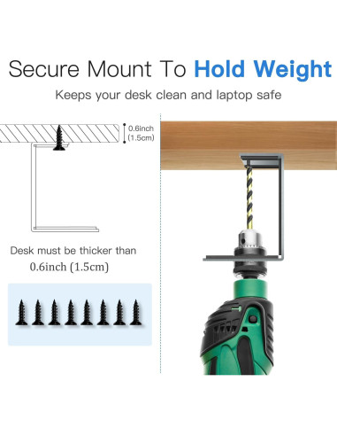 Soporte Bajo Escritorio para Laptop Teridokor Negro 7.5 cm