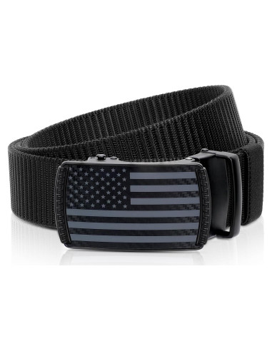 Cinturón Ratchet Hombre Bandera Americana Nylon Negro