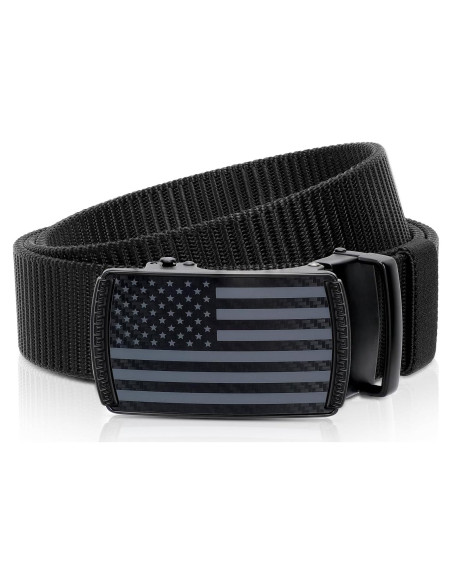 Cinturón Ratchet Hombre Bandera Americana Nylon Negro