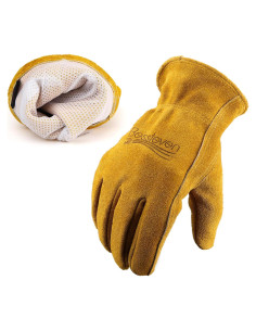 Guantes de Jardinería de Cuero Vaca Amarillo XL para Trabajo