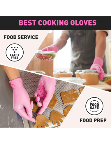 Guantes Desechables OKIAAS Vinilo Negro/Rosa 100 Pzas