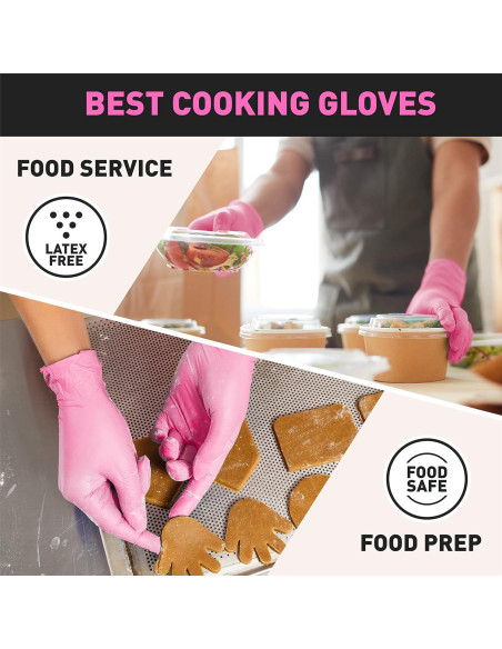 Guantes Desechables OKIAAS Vinilo Negro/Rosa 100 Pzas