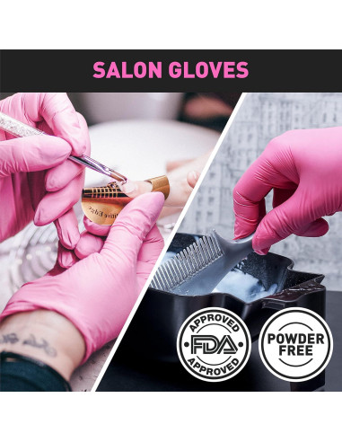 Guantes Desechables OKIAAS Vinilo Negro/Rosa 100 Pzas