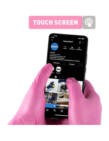 Guantes Desechables OKIAAS Vinilo Negro/Rosa 100 Pzas