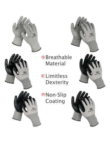Guantes de Trabajo Acktra WG014 Resistentes a Cortes Nivel 5