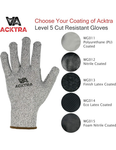 Guantes de Trabajo Acktra WG014 Resistentes a Cortes Nivel 5