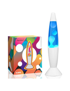 Lámpara de Movimiento Líquido GY 14'' Azul y Cera Blanca