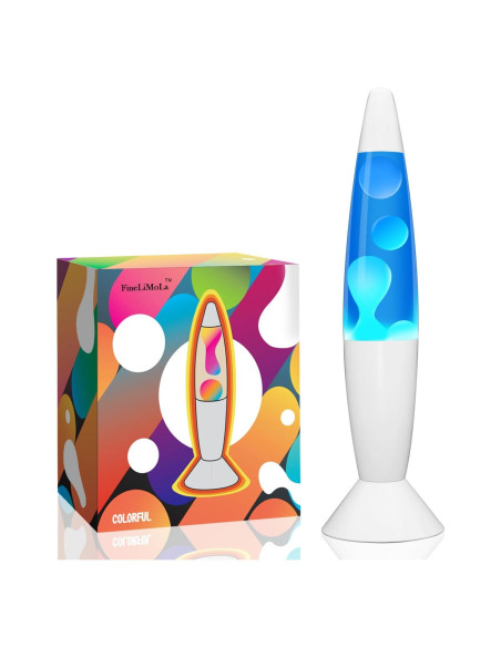 Lámpara de Movimiento Líquido GY 14'' Azul y Cera Blanca