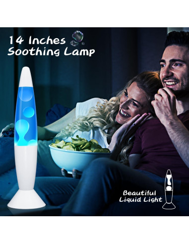 Lámpara de Movimiento Líquido GY 14'' Azul y Cera Blanca