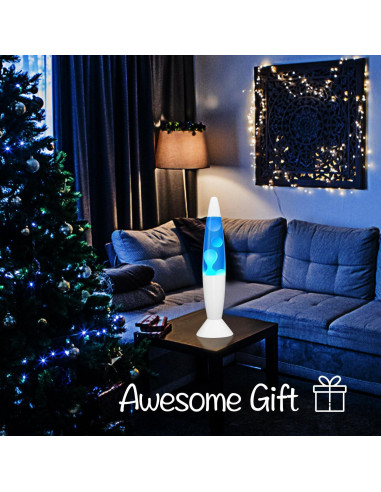 Lámpara de Movimiento Líquido GY 14'' Azul y Cera Blanca