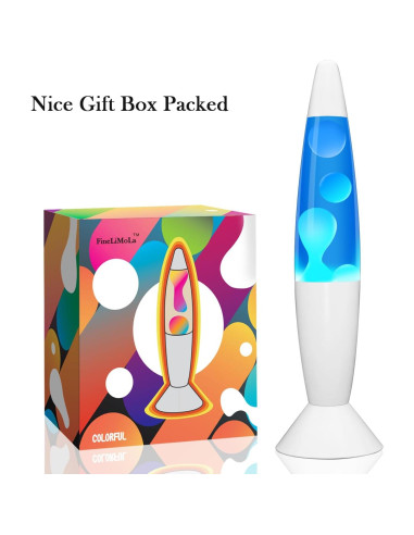 Lámpara de Movimiento Líquido GY 14'' Azul y Cera Blanca