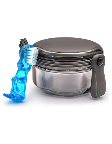 Estuche de Limpieza para Dentaduras EZEELAI Negro Transparente