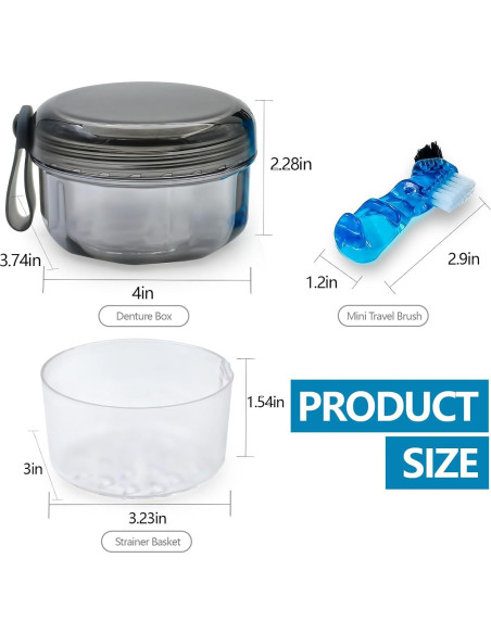 Estuche de Limpieza para Dentaduras EZEELAI Negro Transparente