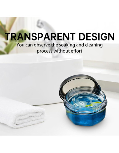 Estuche de Limpieza para Dentaduras EZEELAI Negro Transparente